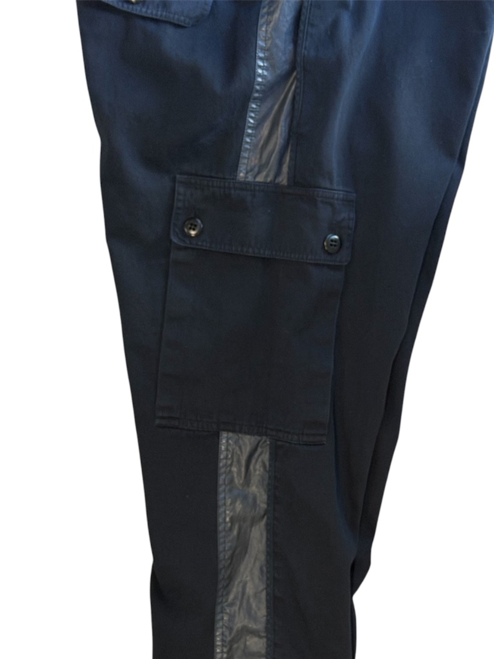 Dries Van Noten Black Runway Biker 5 Pocket Cotton Pleather Pants Jogger Drawstr